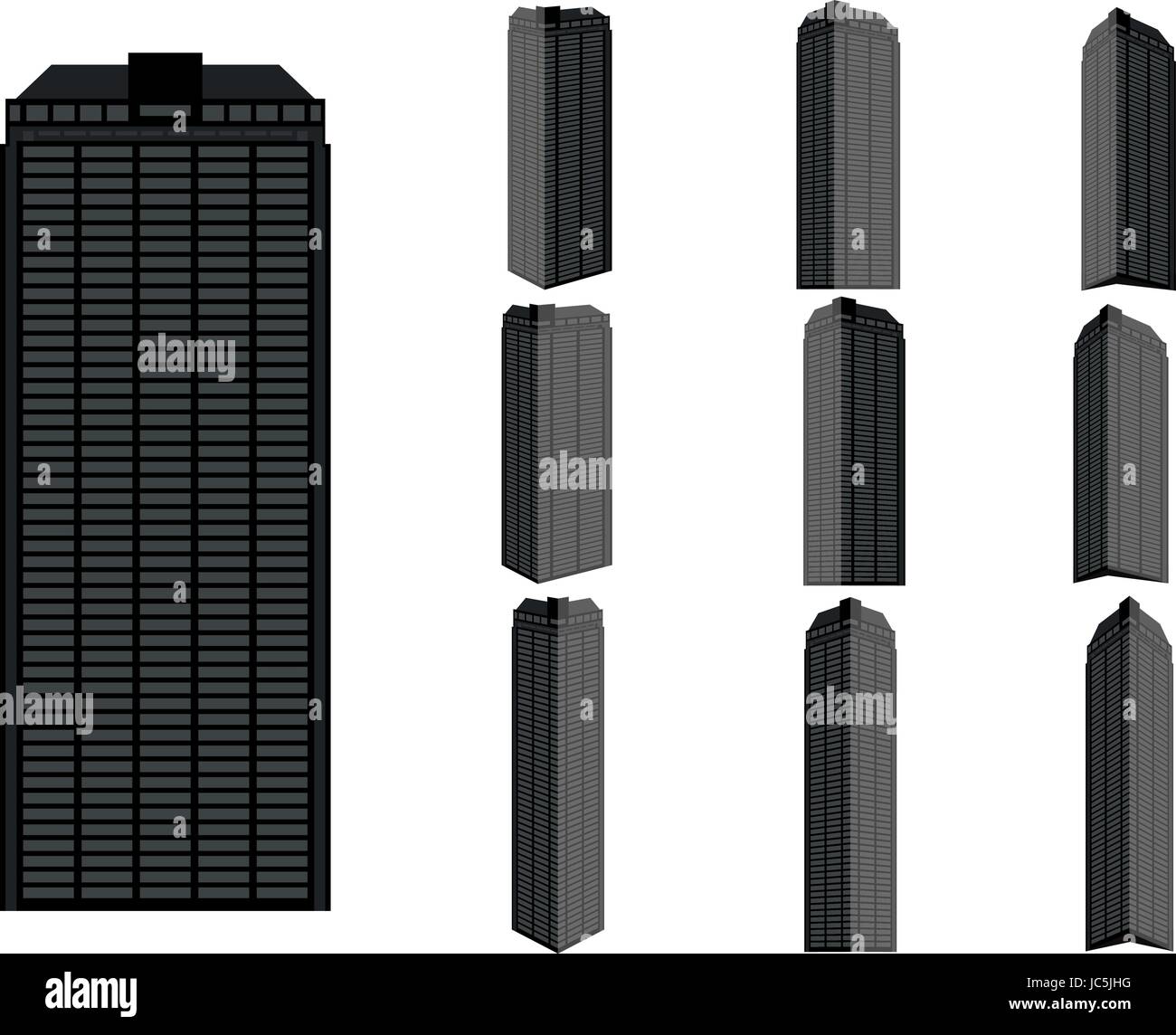 Tour bâtiment vector set. Collection de ville et paysage.Immeuble avec beaucoup de vues Illustration de Vecteur