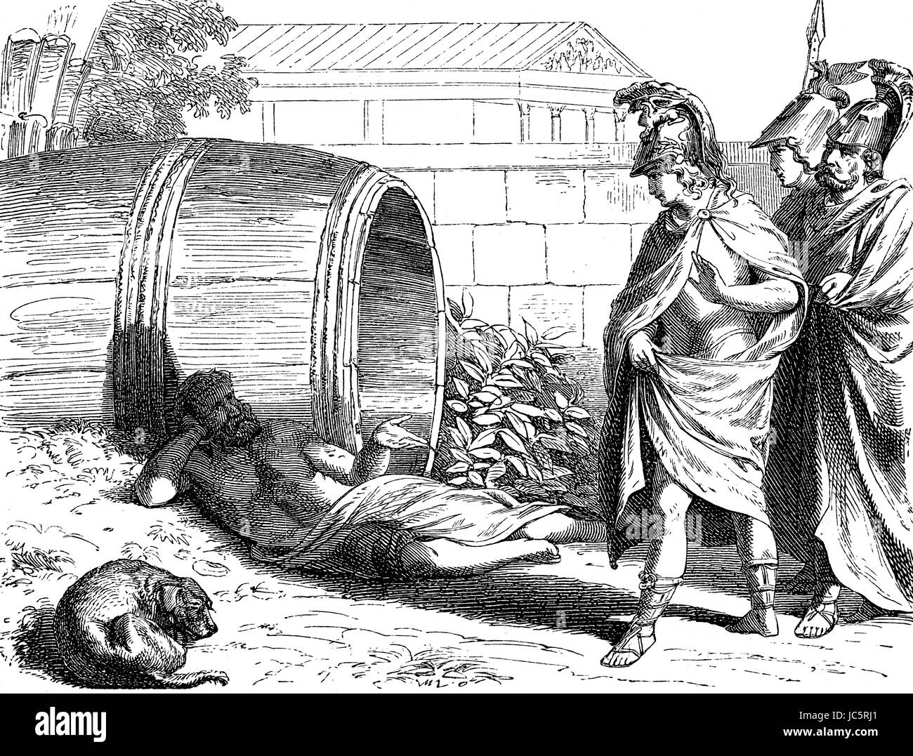 Alexandre le Grand se rendant sur Diogène, un ancien philosophe grec, à Corinthe Banque D'Images