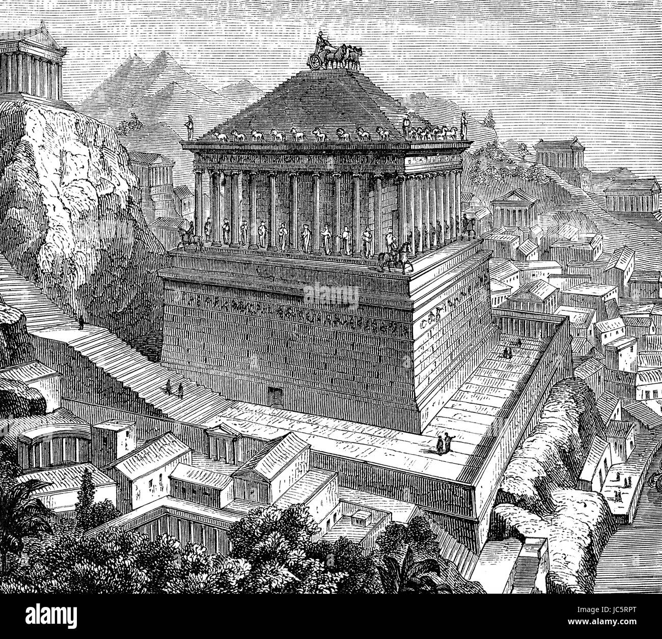 Le Mausolée d'Halicarnasse ou le tombeau de Mausole, Halicarnasse, présent Bodrum, Turquie Banque D'Images