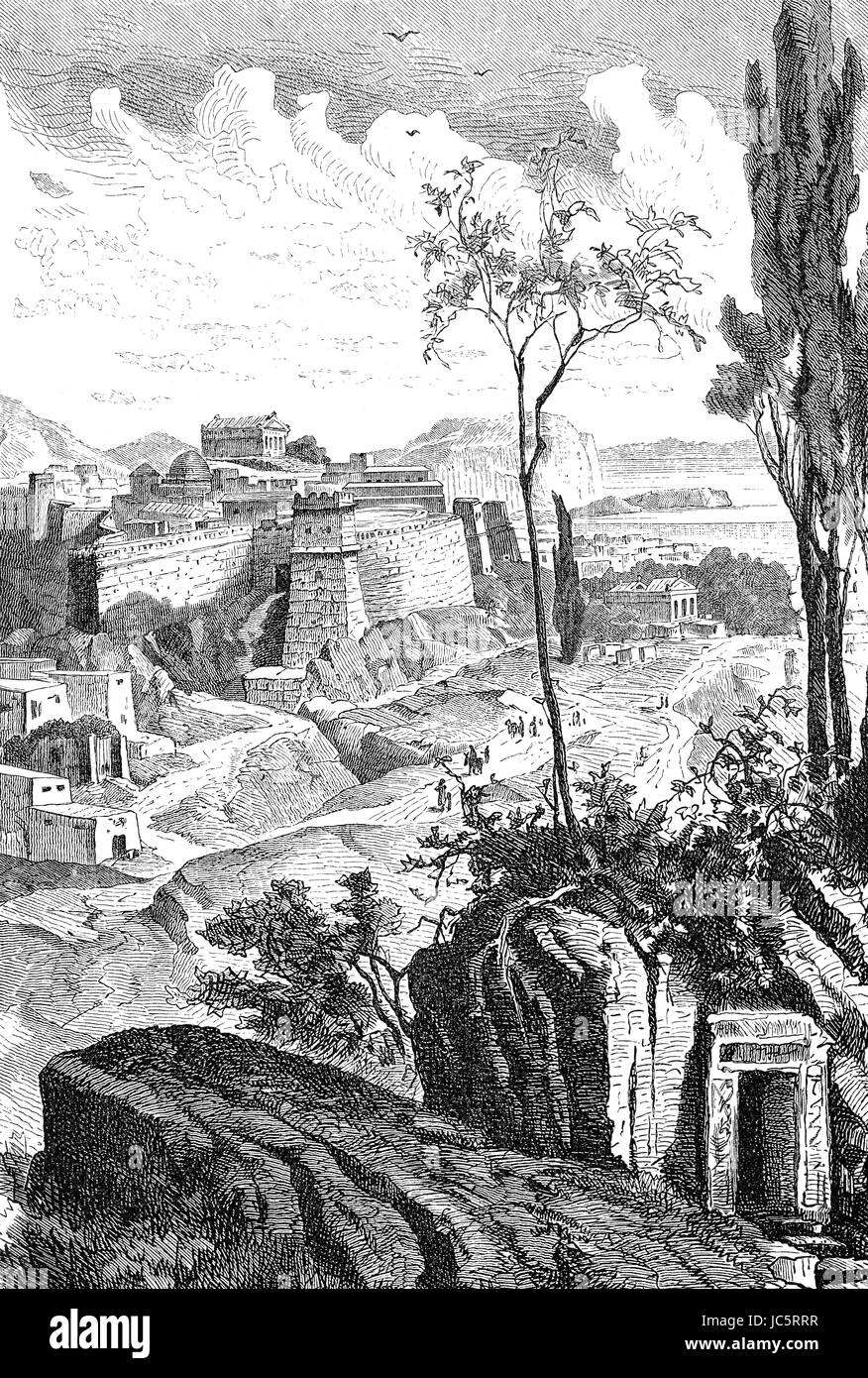 L'Acropole de Mycènes, l'un des principaux centres de la civilisation grecque dans le deuxième millénaire avant J.-C. Banque D'Images