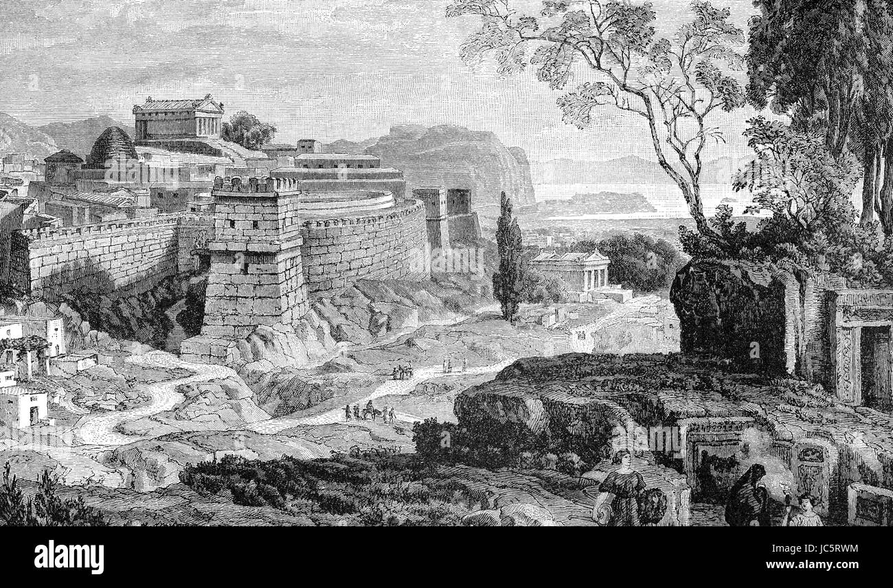 Mycènes, l'un des principaux centres de la civilisation grecque dans le deuxième millénaire avant J.-C. Banque D'Images