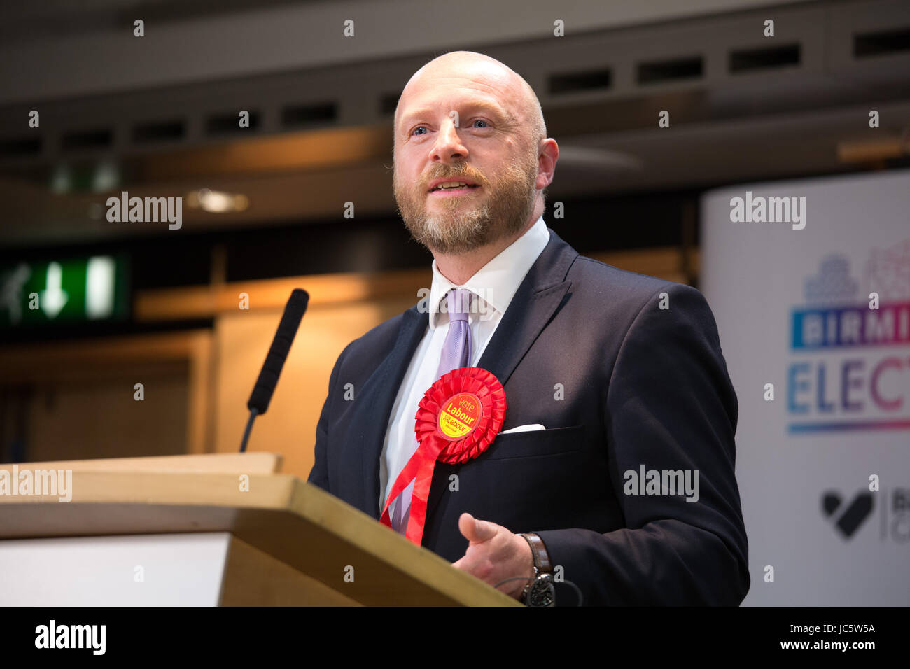 Liam Byrne MP du travail pour Hodge Hill Birmingham conservant son siège à l'élection générale de 2017 Banque D'Images