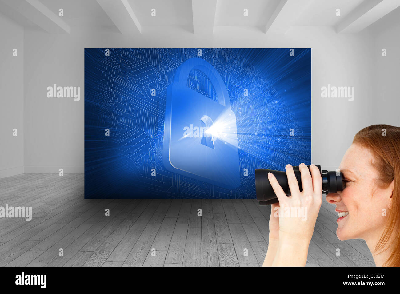 Composite image of businesswoman prédire le succès futur isolé sur un bacground blanc Banque D'Images