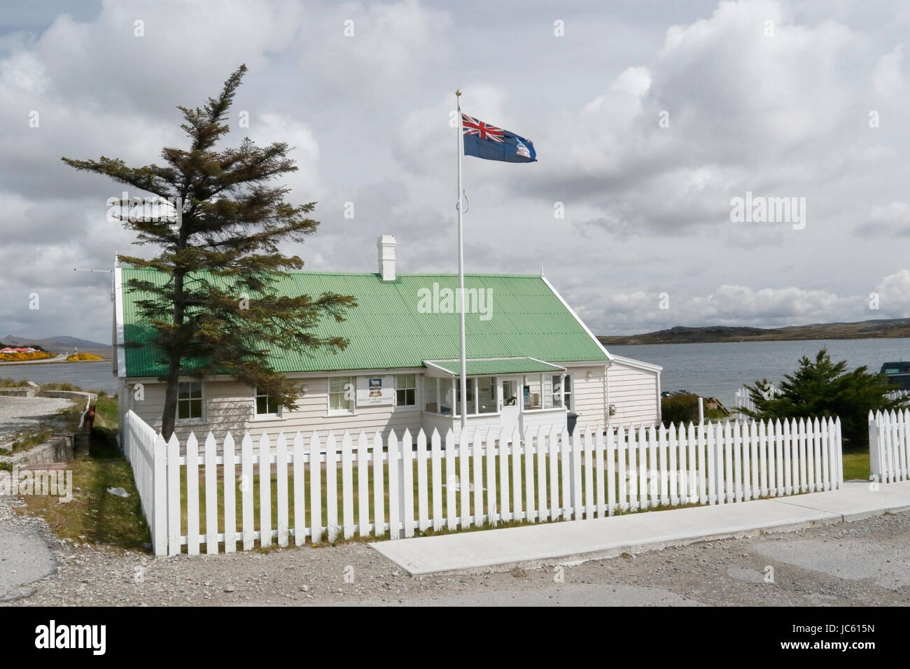 Gilbert Maison, Bureau de l'assemblée législative, Stanley, Îles Falkland Banque D'Images