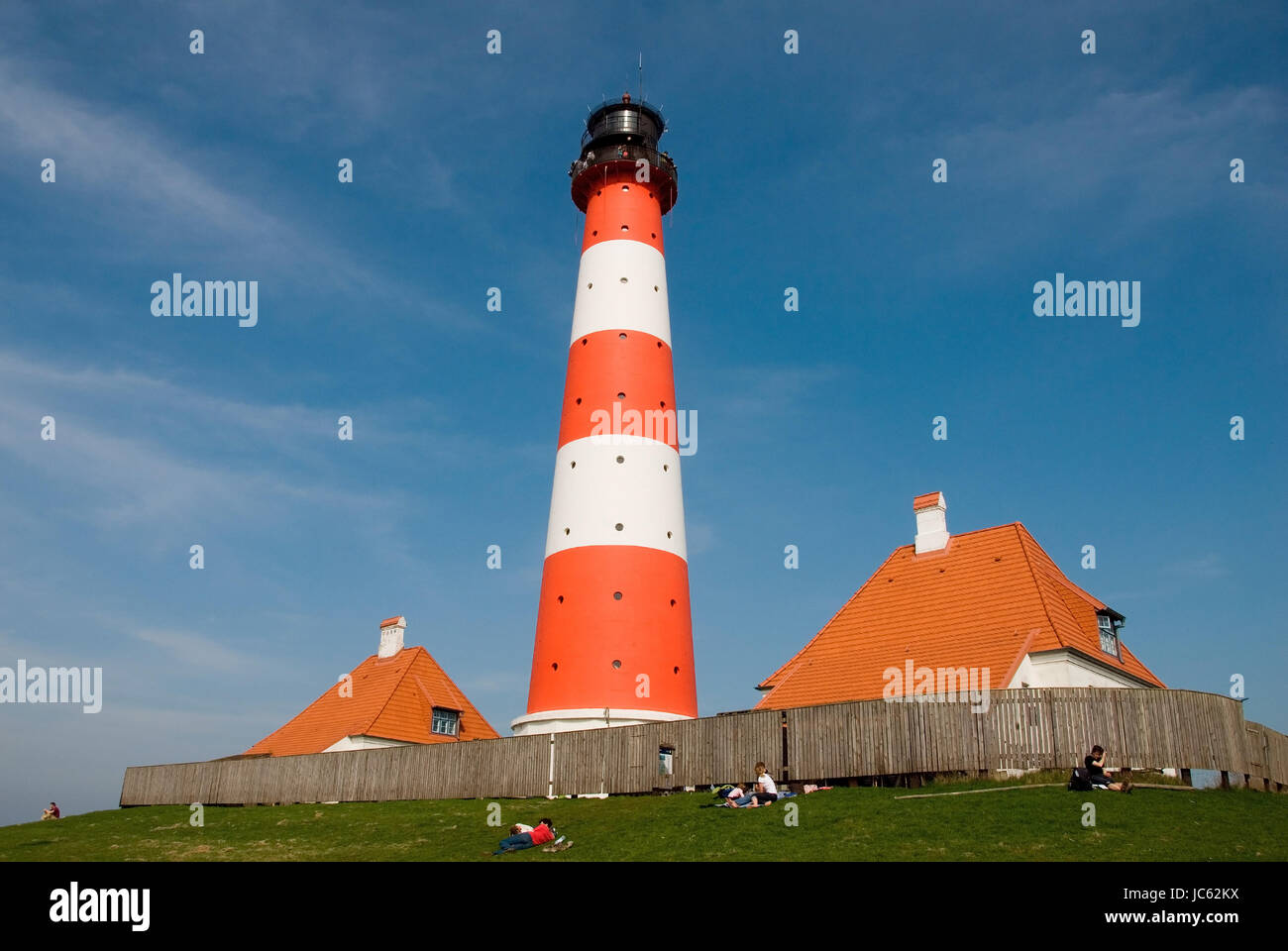 Allemagne, Schleswig - Holstein, Büsum, péninsule Eiderstedt, phare, Lighthouse Westerheversand parc national, les vasières, Deutschland, Schles Banque D'Images