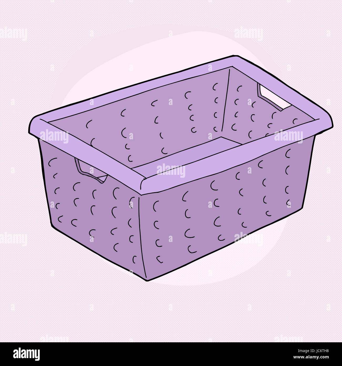 Seul cartoon doodle panier de blanchisserie sur fond violet Banque D'Images