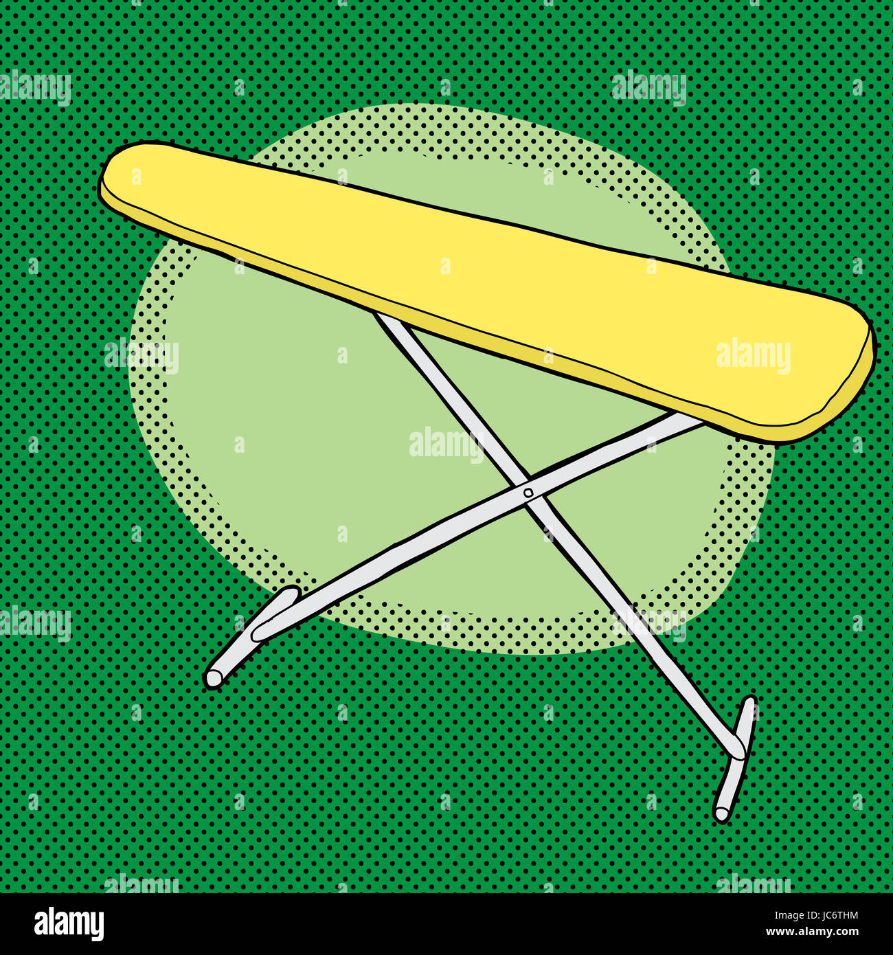 Caricature sur planche jaune demi-teinte vert Banque D'Images