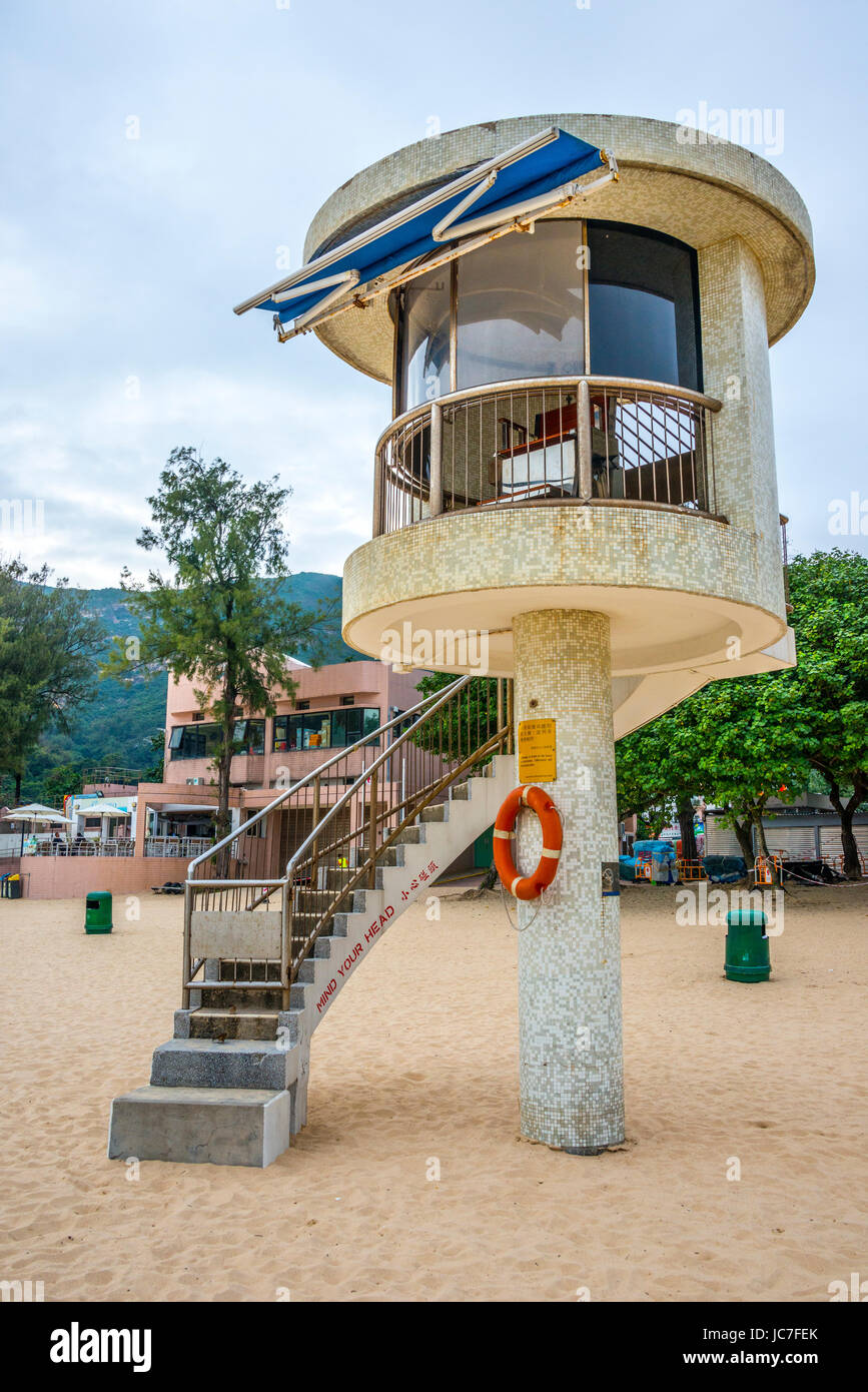Shek O Plage surveillée Tower, Shek O, Hong Kong Banque D'Images