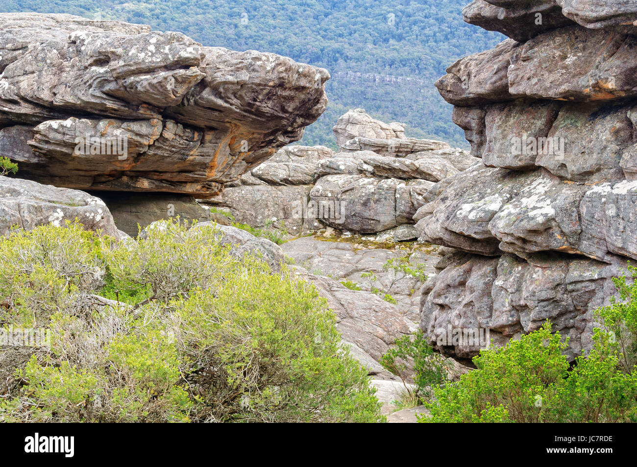 Des formations de roche spectaculaires de différentes tailles et formes le long de la piste dans le pays des merveilles plages Grampians Banque D'Images