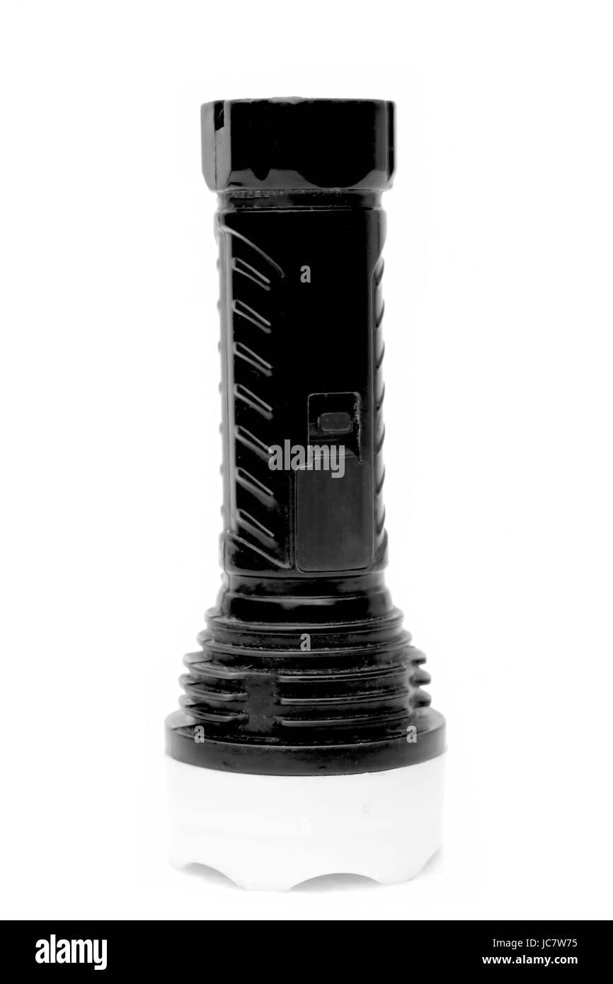 Les enfants jouet batterie torche, isolé sur blanc. Moins est plus. Banque D'Images