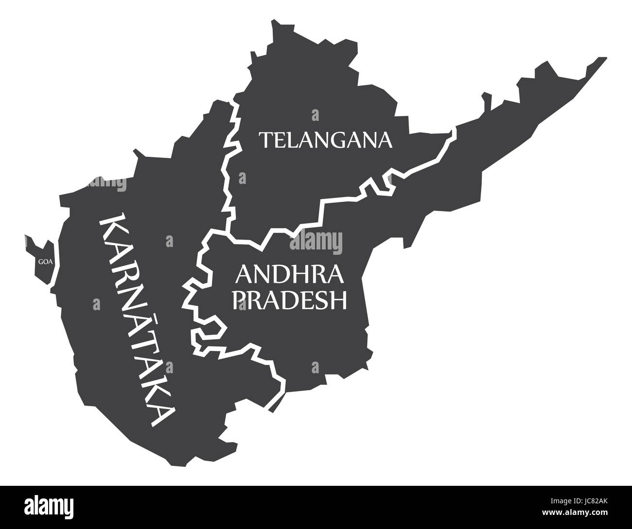 Goa - Karnataka - Telangana - Andhra Pradesh Map Illustration d'états indiens Illustration de Vecteur