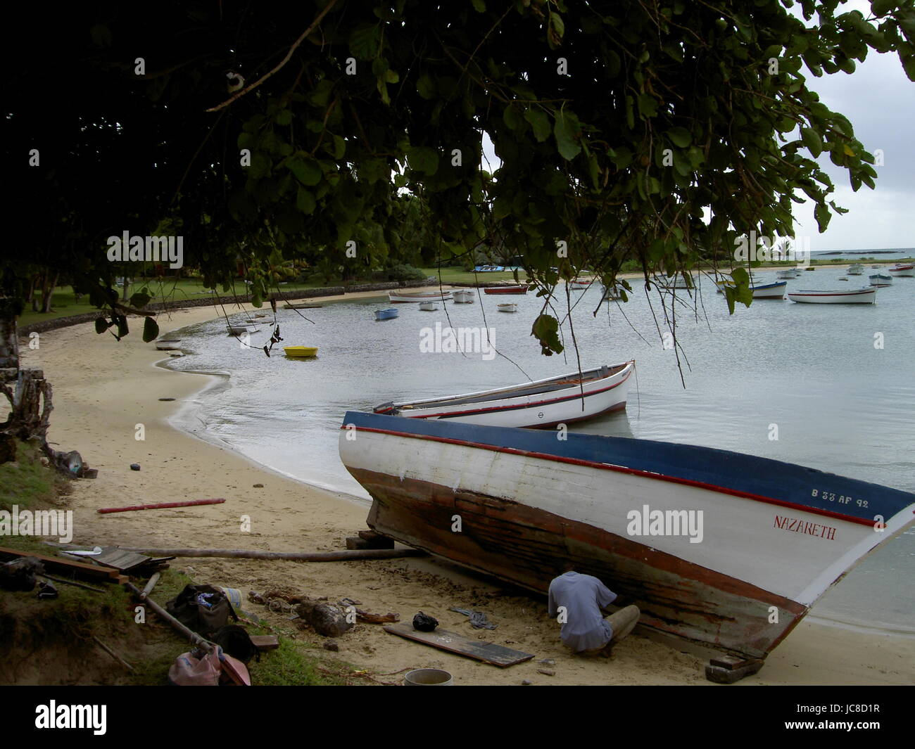 Bateau de pêche à Grand Baie (Grand Baie) l'Ile Maurice Banque D'Images