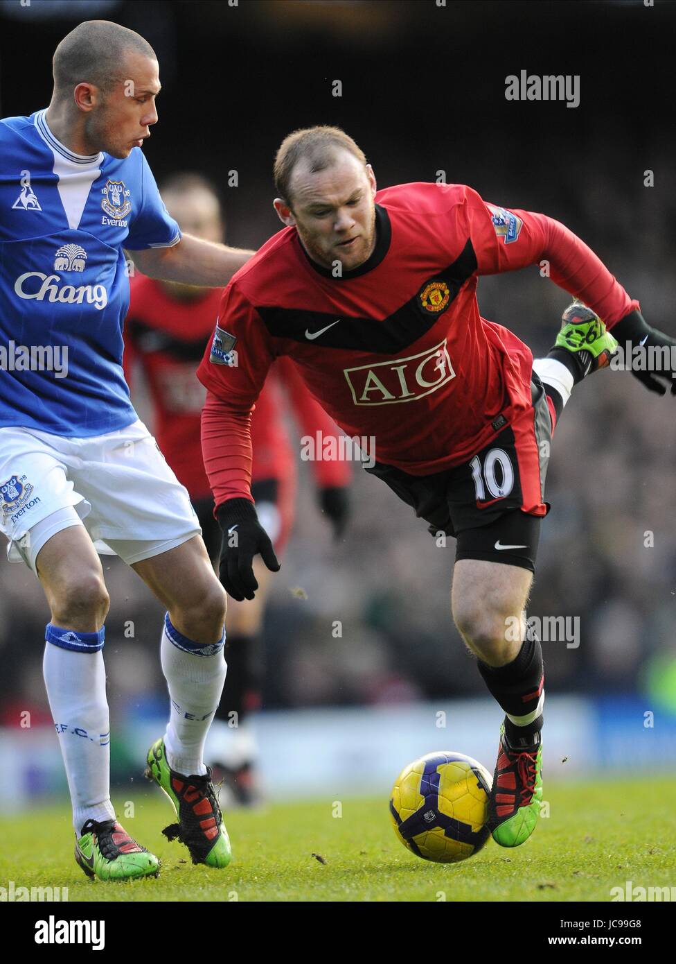 JOHN basketteur professionnel ITALIEN , WAYNE ROONEY, EVERTON v Manchester Utd, EVERTON v Manchester Utd, 2010 Banque D'Images