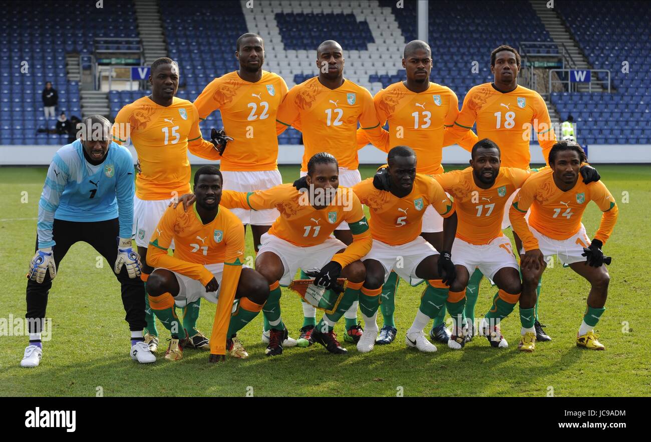 Groupe de l'équipe CÔTE D'IVOIRE CÔTE D'IVOIRE RÉPUBLIQUE DE CORÉE V stade Loftus Road Londres Angleterre 03 Mars 2010 Banque D'Images