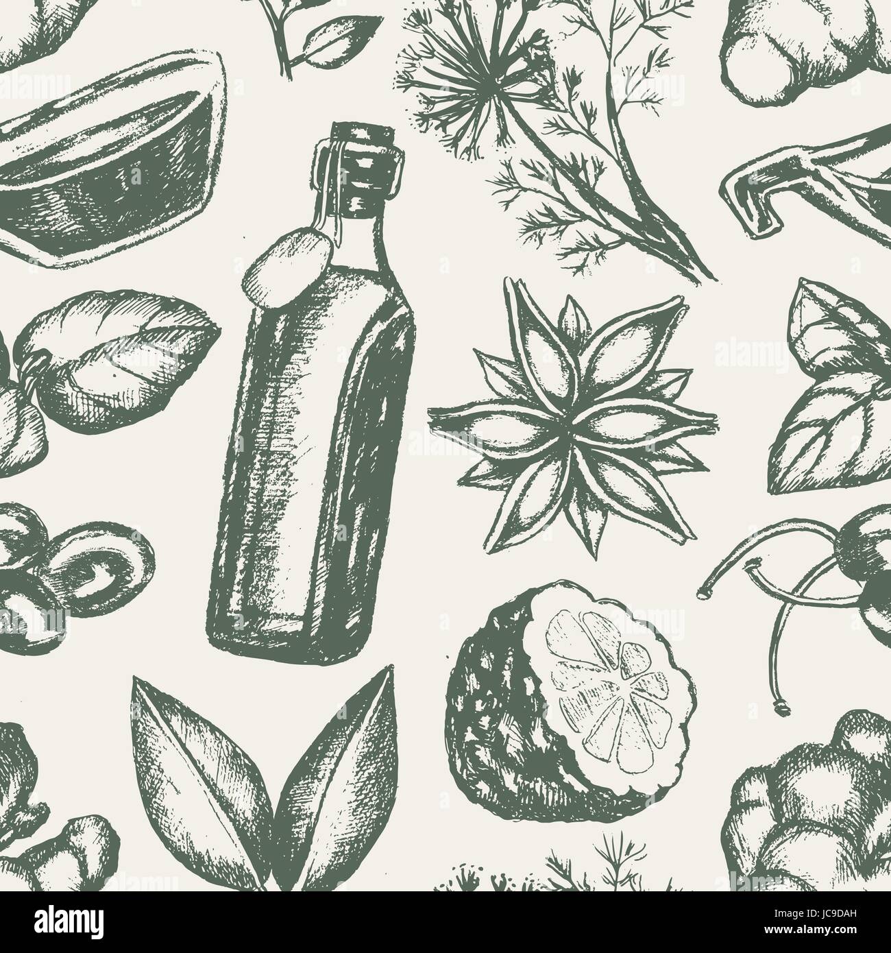 Produits aromatisés - hand drawn seamless pattern Illustration de Vecteur