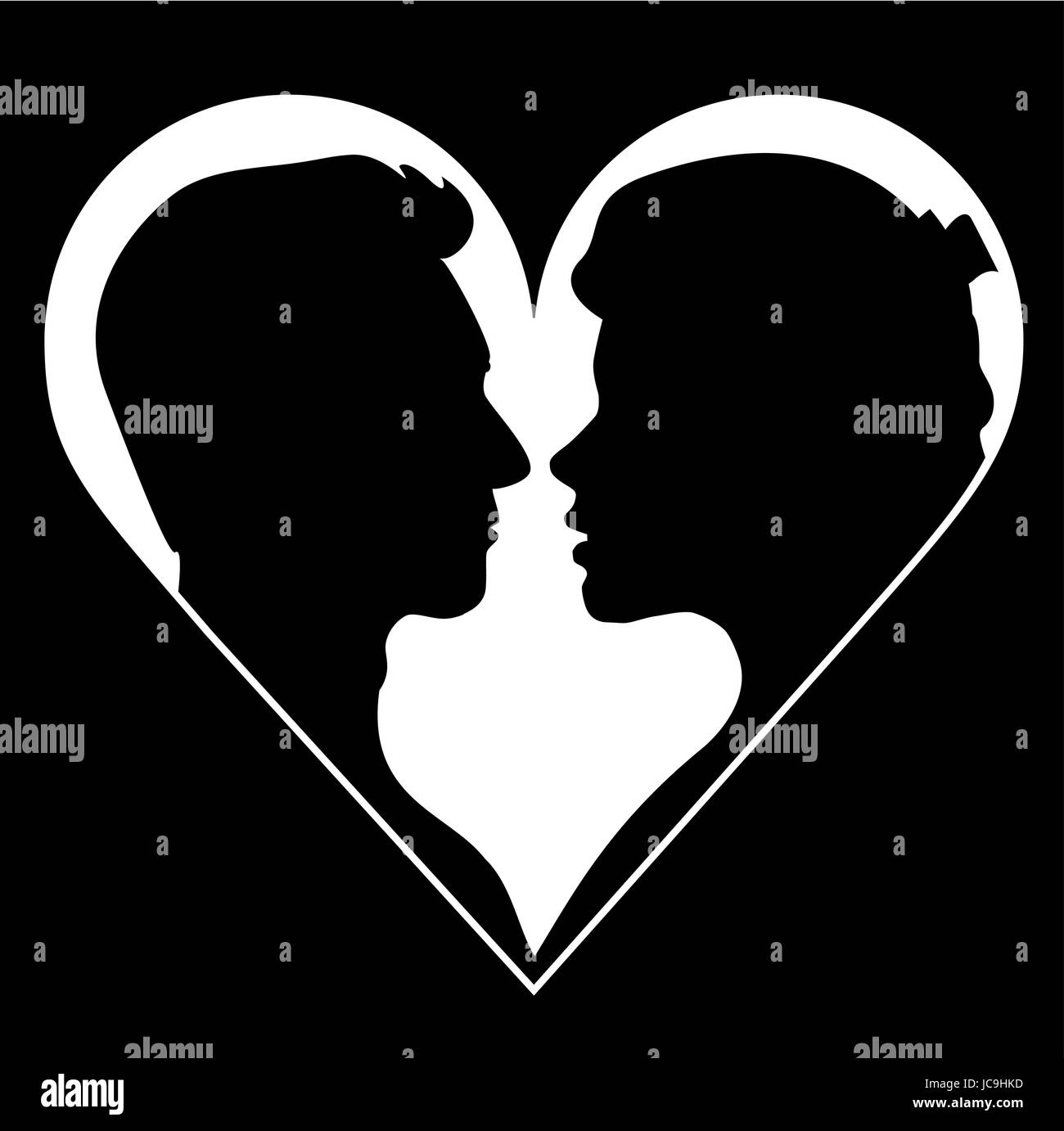 Couple Profile Love Heart Design Banque D Images Noir Et Blanc Alamy