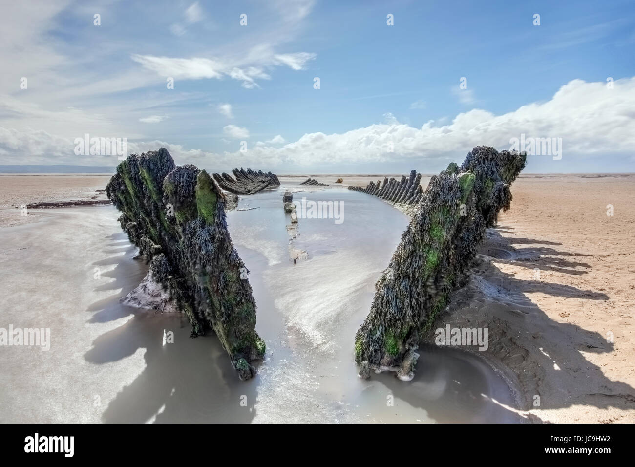 Épave SS Nornen, Brean, Somerset, England, UK Banque D'Images