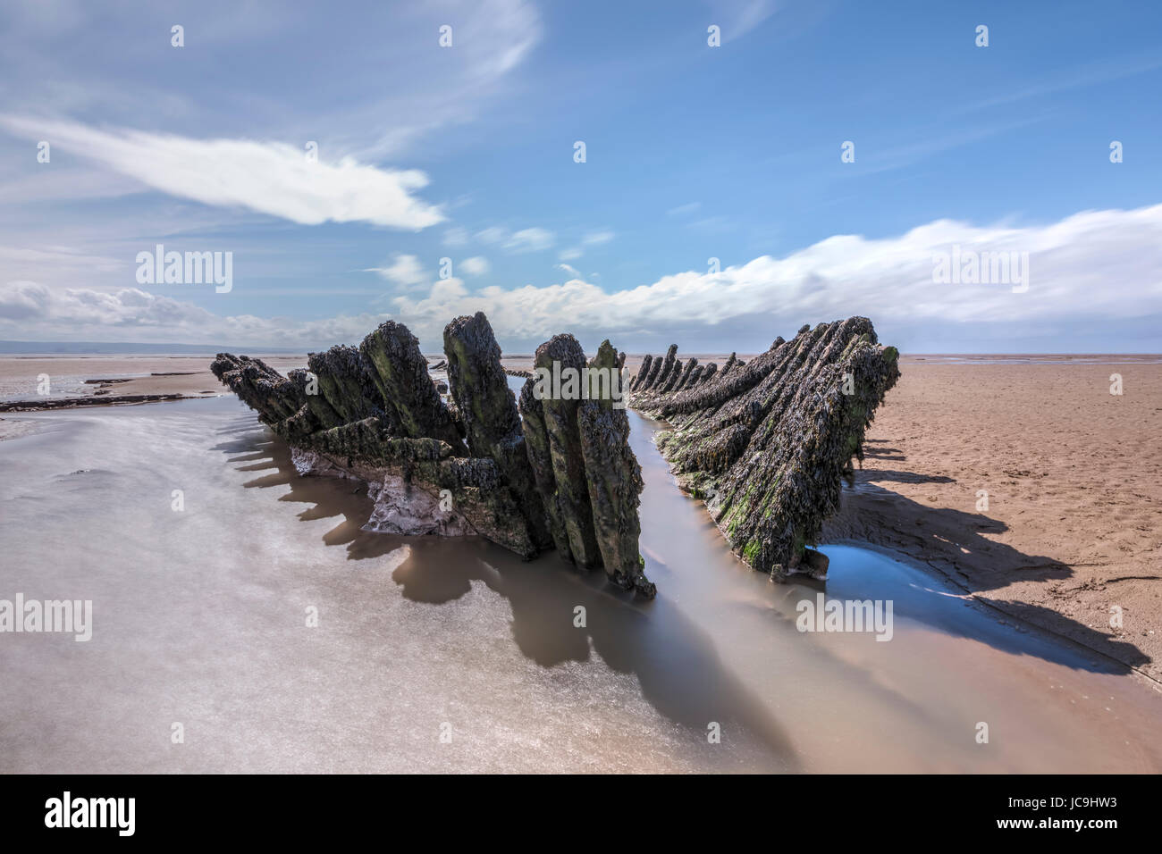 Épave SS Nornen, Brean, Somerset, England, UK Banque D'Images