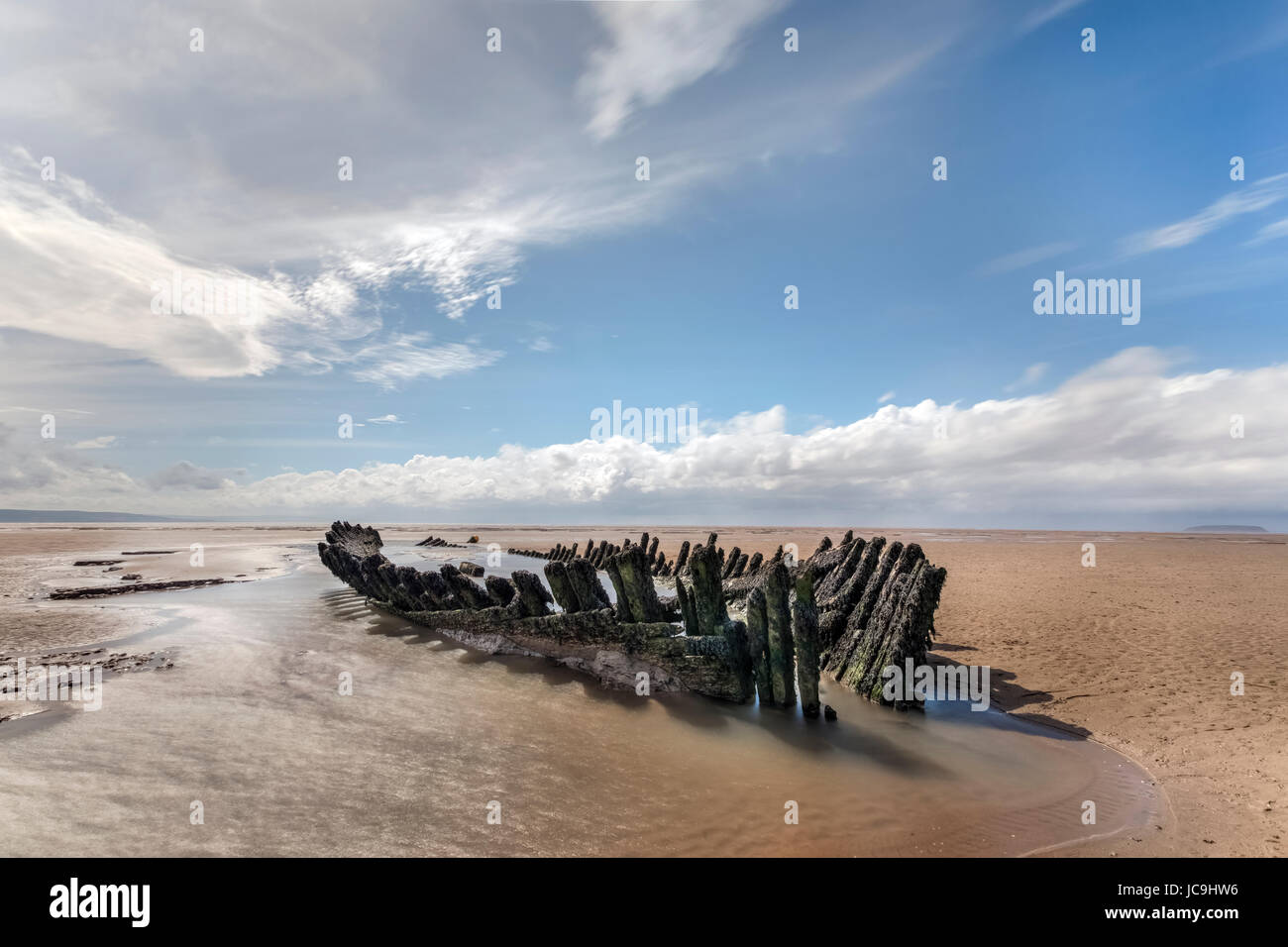 Épave SS Nornen, Brean, Somerset, England, UK Banque D'Images