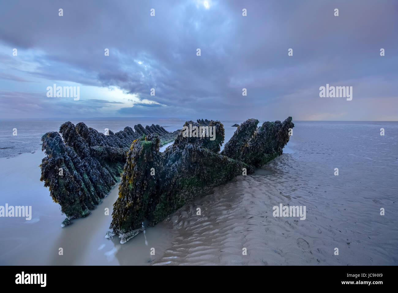 Épave SS Nornen, Brean, Somerset, England, UK Banque D'Images