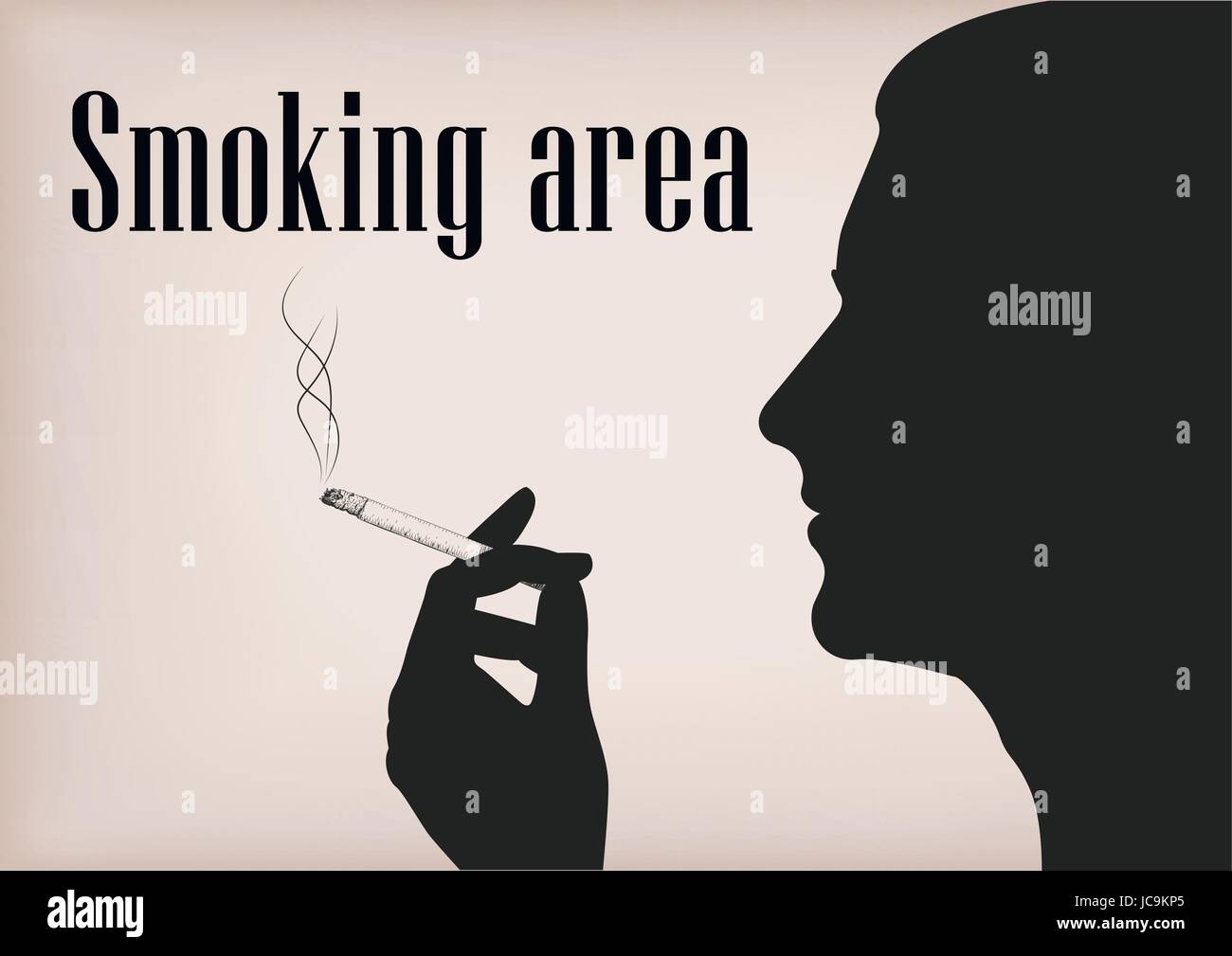 L'homme personne mâle hommes fumeurs fumée du tabac à cigarette place face à main profil silhouette. Belle horizontale vecteur mauvaise habitude sign pancarte clo Illustration de Vecteur