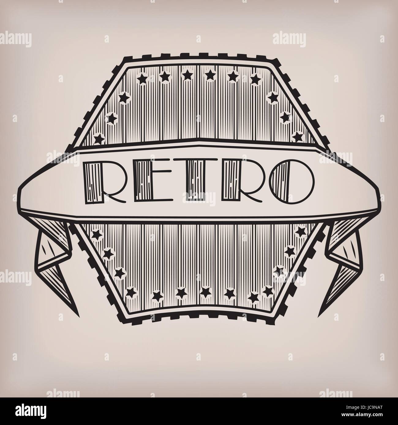 Style rétro vintage style ancien logo logo autocollant avec l'inscription en ligne bande fond. Close-up Vector illustration magnifique sign pancarte icon Illustration de Vecteur