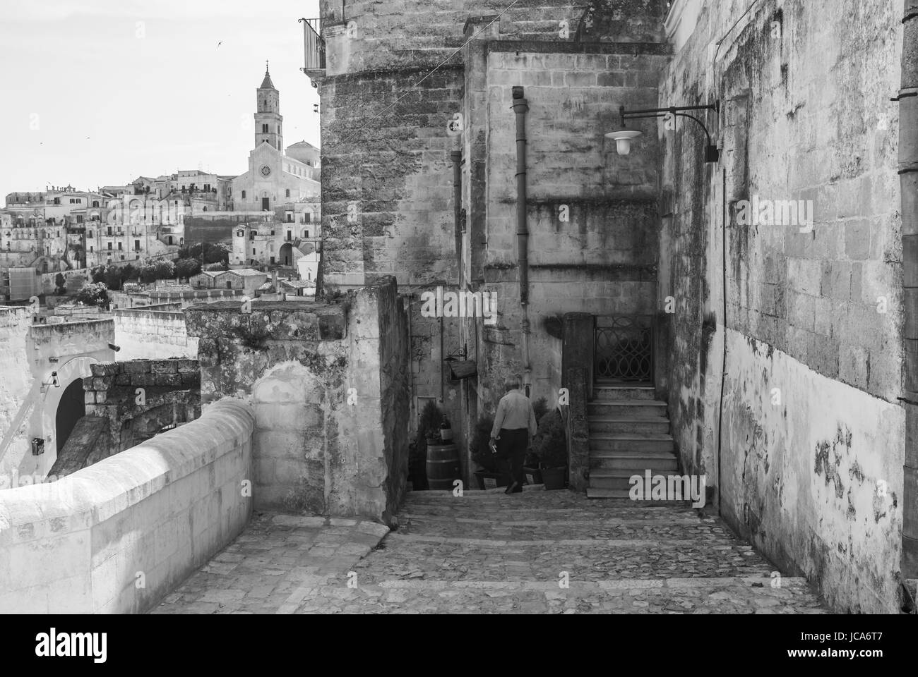 Matera (Basilicate) - Le centre historique de la merveilleuse ville de pierre du sud de l'Italie, une attraction touristique pour le fameux 'Sassi' Banque D'Images