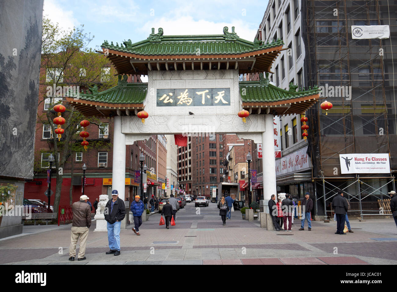 Quartier chinatown gate paifang Boston USA Banque D'Images