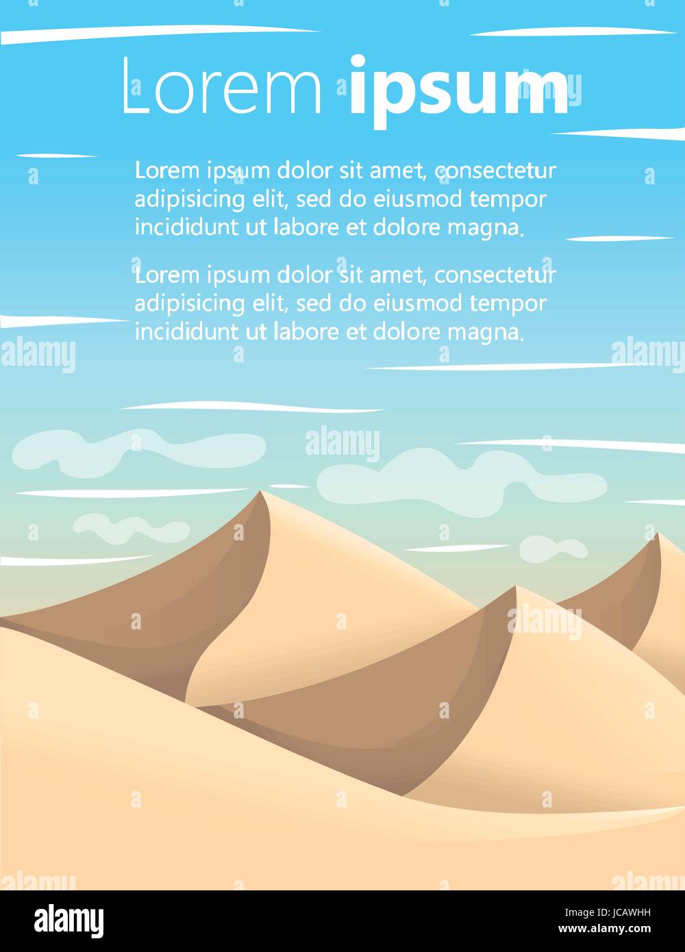 Dunes du désert égyptien vecteur fond de paysage. Du sable dans l'illustration de la nature de l'arrière-plan. jeux place pour le texte Illustration de Vecteur