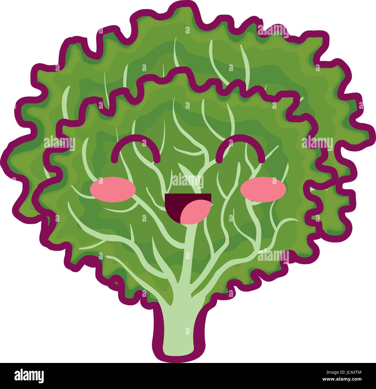 Salade De Legumes Frais Caractere Kawaii Image Vectorielle Stock Alamy