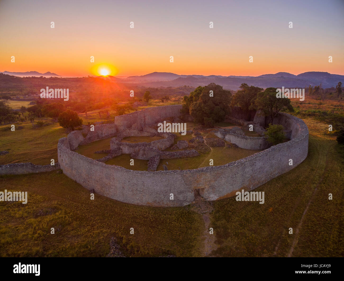 Le grand enclos au Zimbabwe la grande ruine. Banque D'Images