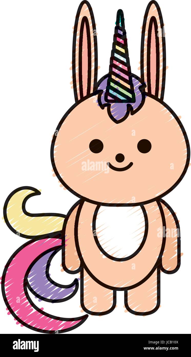 Mignon Lapin De Fantaisie Avec Corne De Licorne Image Vectorielle Stock Alamy