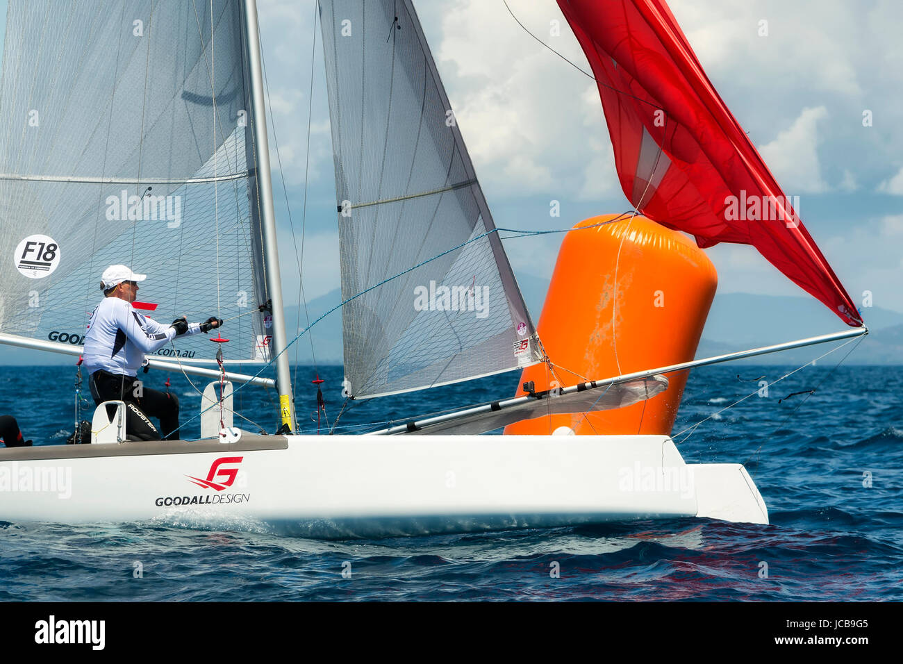 PUNTA ALA - 3 juin : athlète de la voile sur le catamaran Formule 18 régate nationale, le 3 juin 2016 à Punta Ala, Italie Banque D'Images