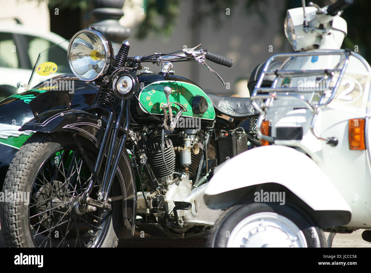 Vieille moto italien -vespa piaggio Banque D'Images