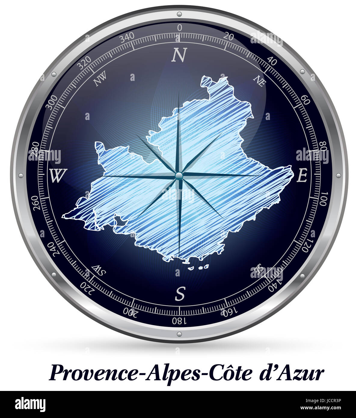 Provence-Alpes-Cote-d-Azur mit Grenzen en Chrom Banque D'Images