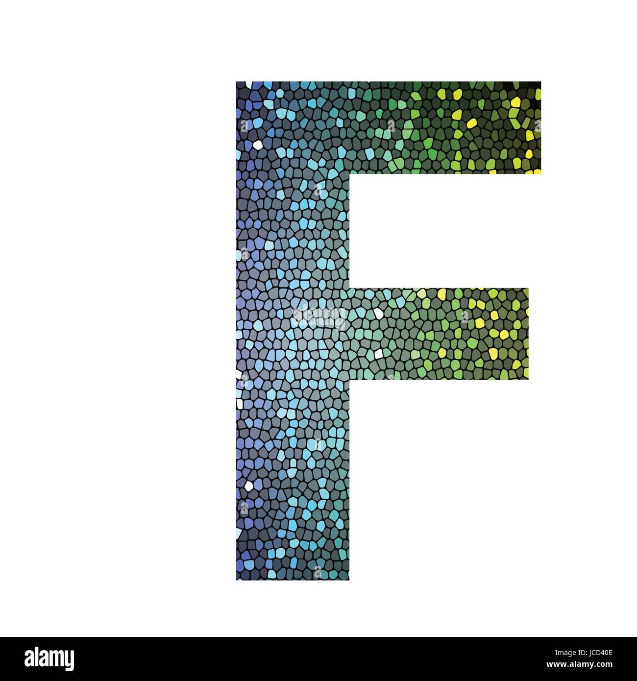 Illustration en couleur avec la lettre F de différentes couleurs sur un fond blanc Photo Stock