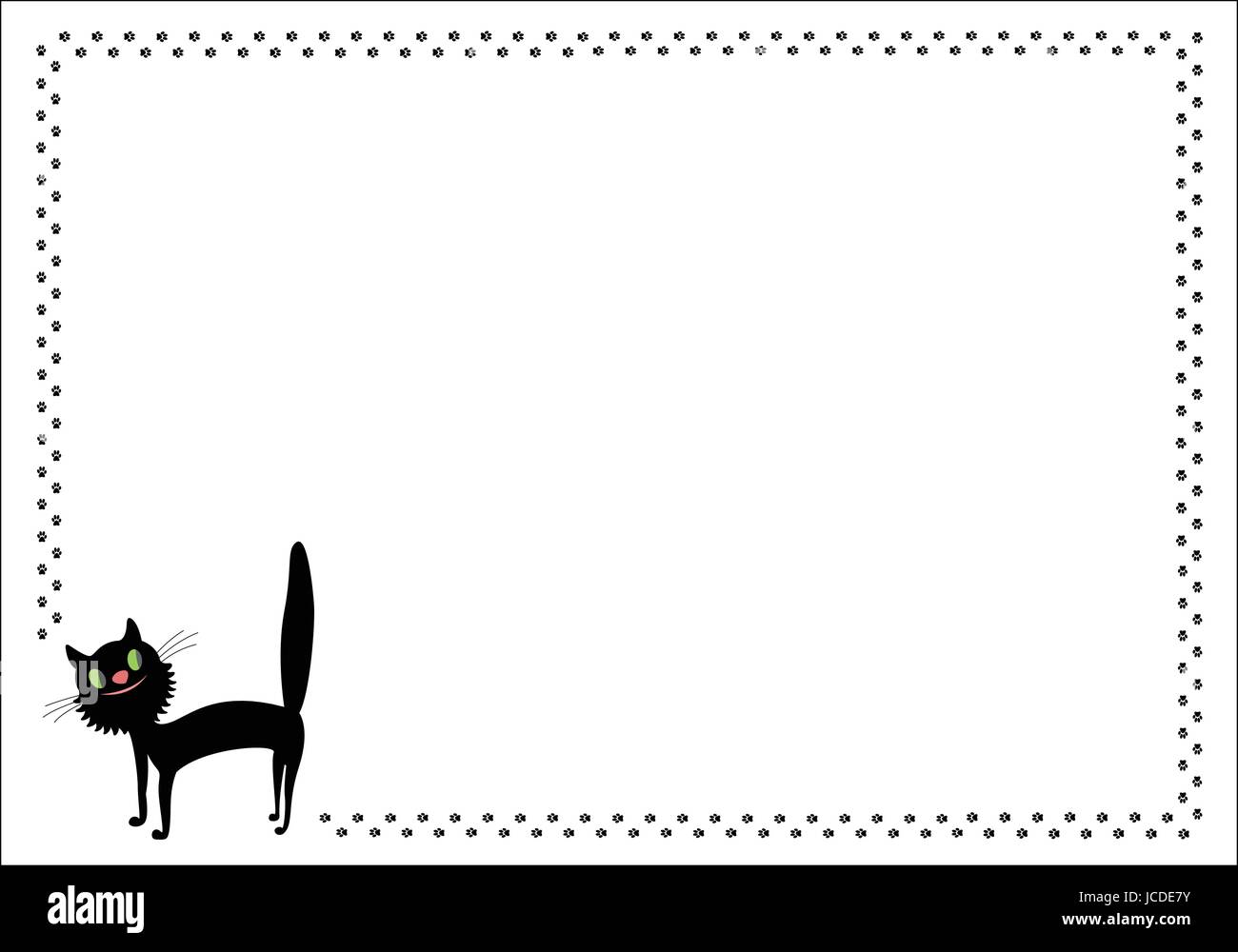 Bande dessinée marche chat noir châssis avec empreintes Illustration de Vecteur