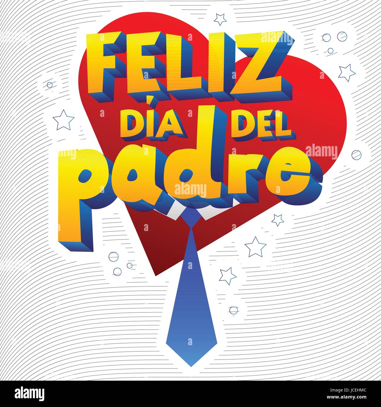 Heureux pères jours carte avec coeur et cravate. Version espagnole. Vector  illustration banner, cartes de vœux ou de l'affiche Image Vectorielle Stock  - Alamy