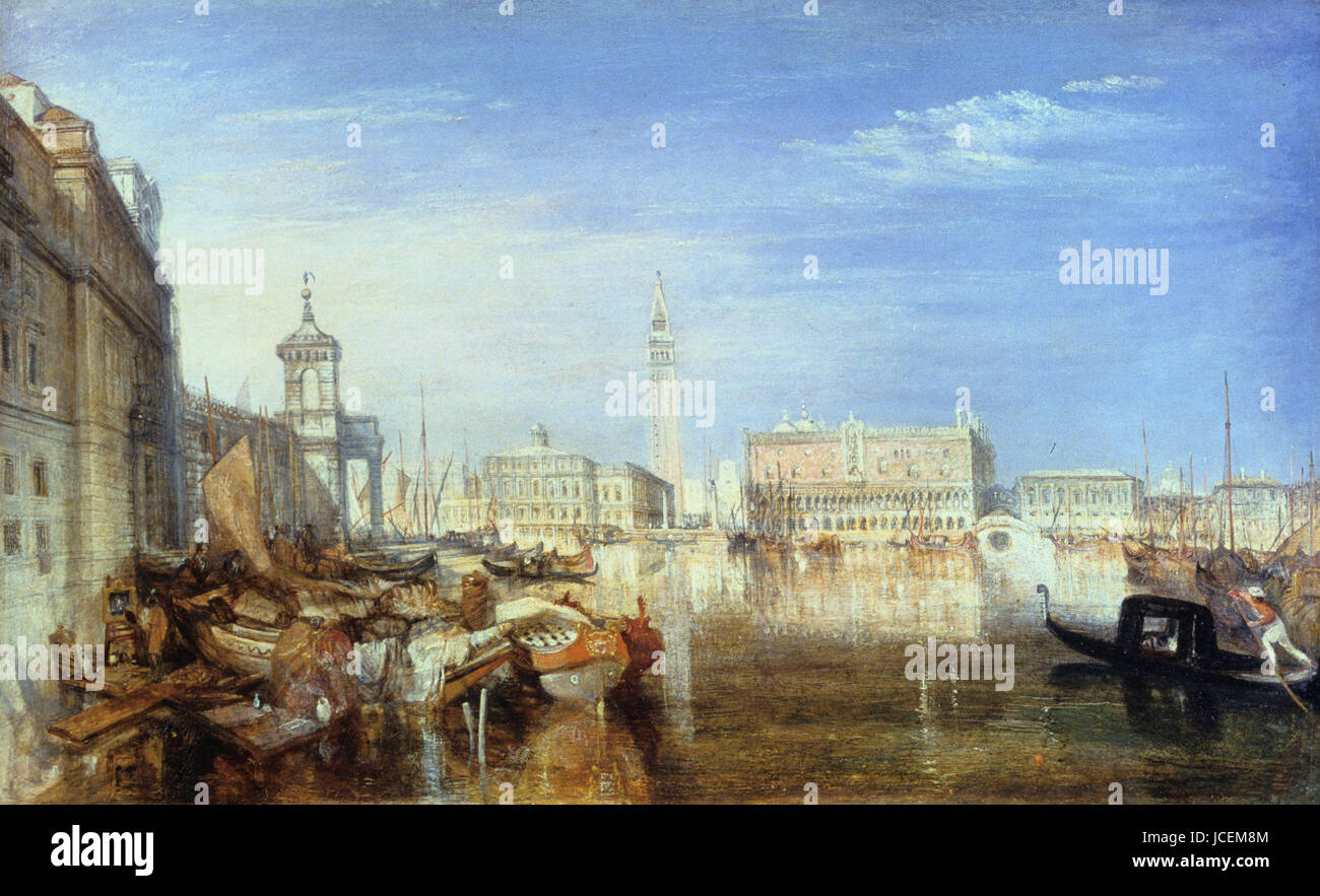 Joseph Mallord William Turner - Pont des Signes, Palais Ducal et Custom-House Venise : Canaletti 1833 Peinture Banque D'Images