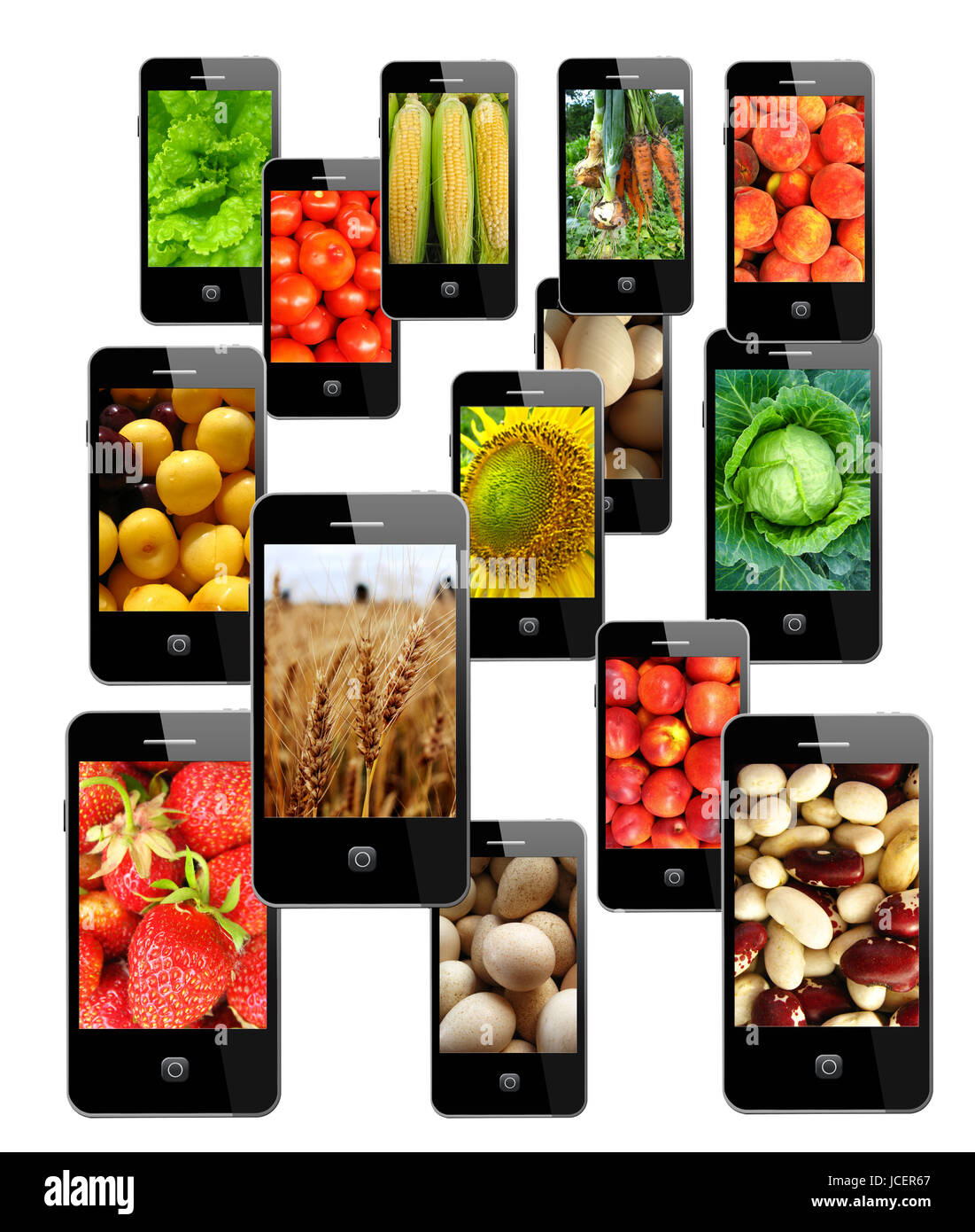 Les téléphones mobiles modernes avec des images de couleurs différentes Banque D'Images