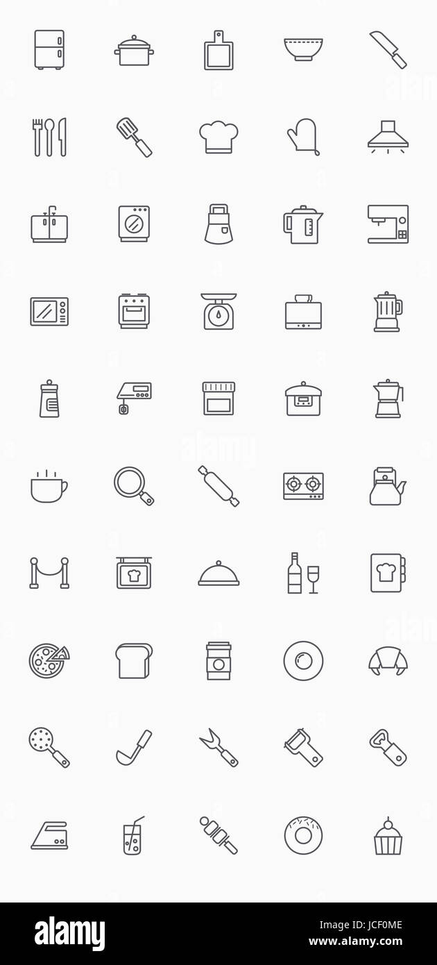 Icon Set liés à des fournitures de cuisine Banque D'Images
