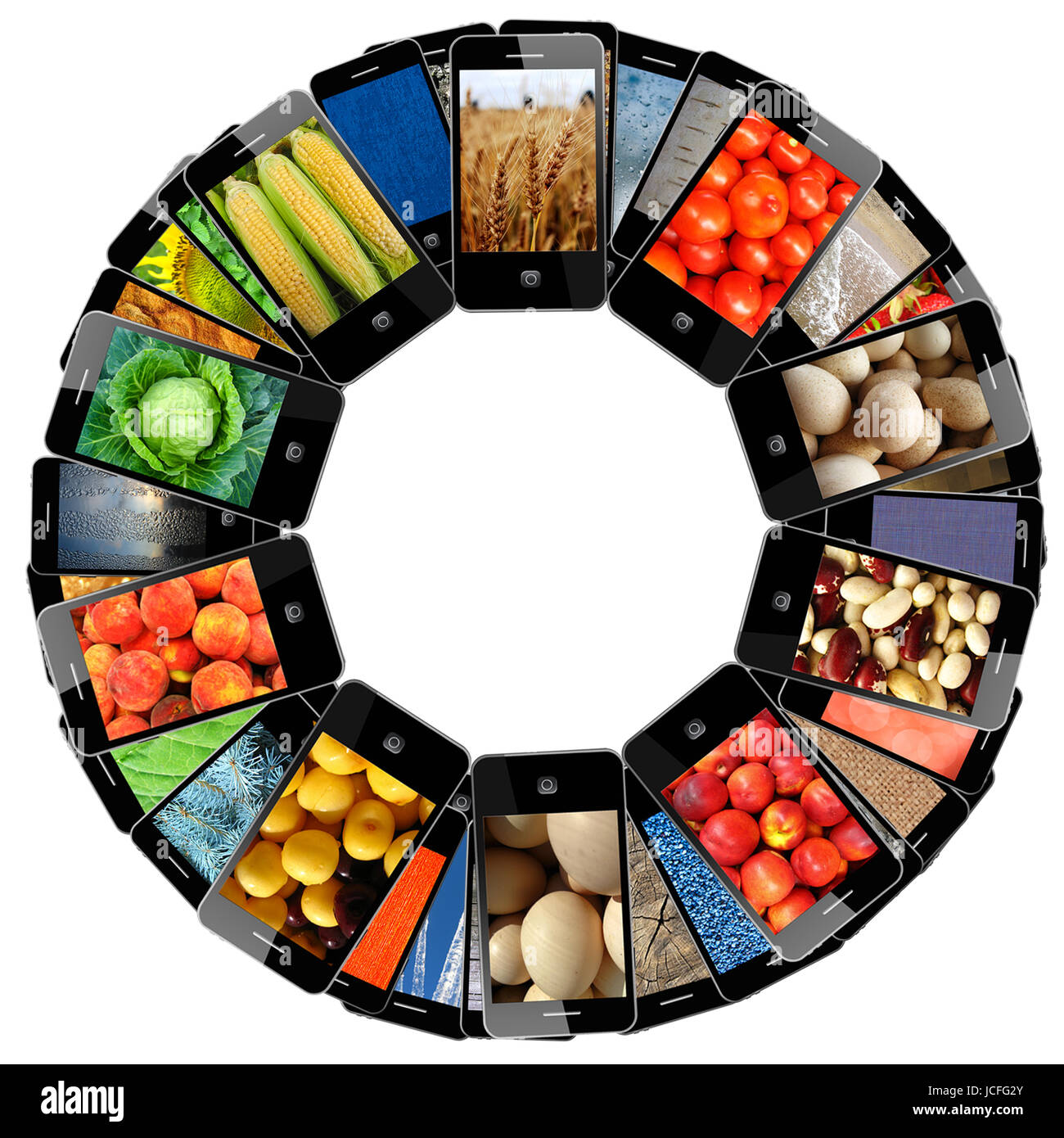 Les téléphones mobiles modernes avec des images de couleurs différentes Banque D'Images