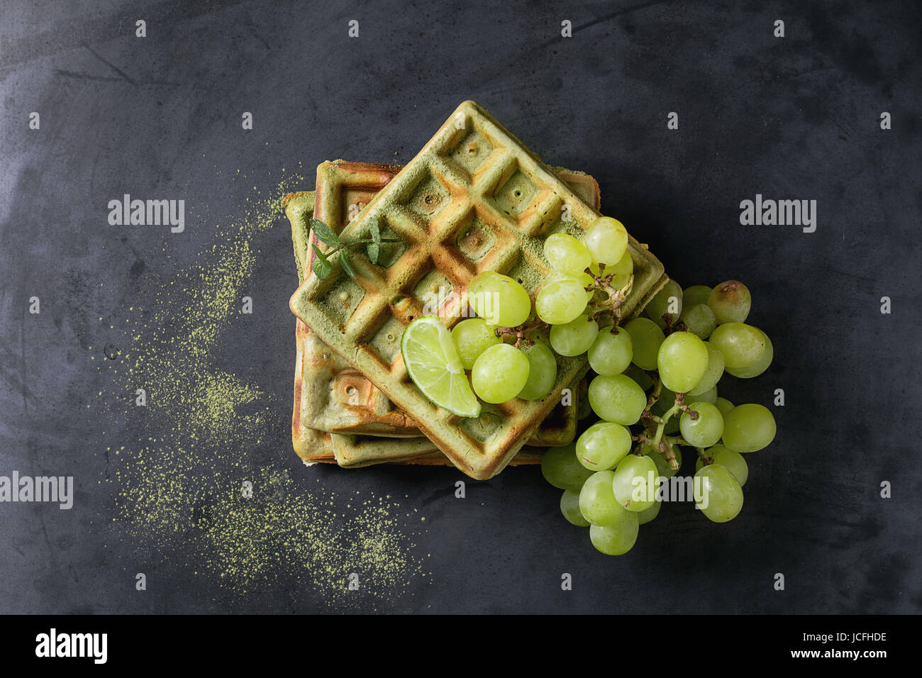 Gaufres aux raisins verts Banque D'Images