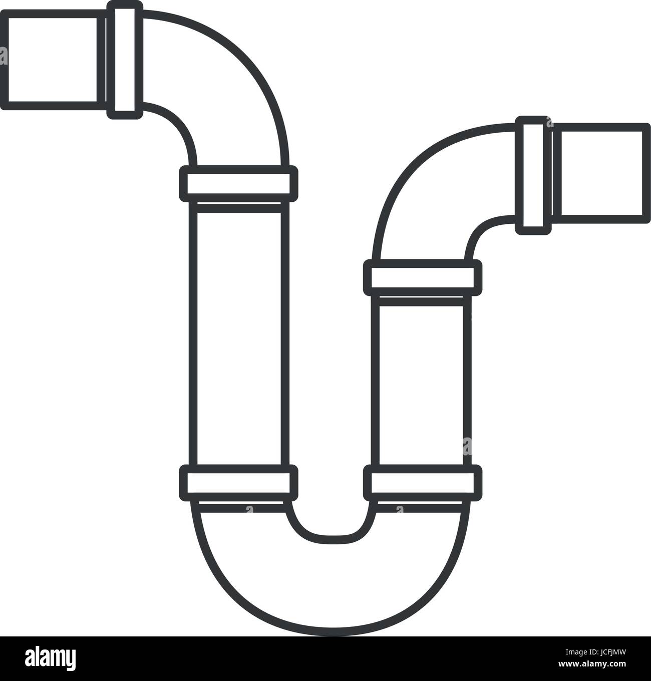 Silhouette monochrome de siphon tuyau de vidange Illustration de Vecteur