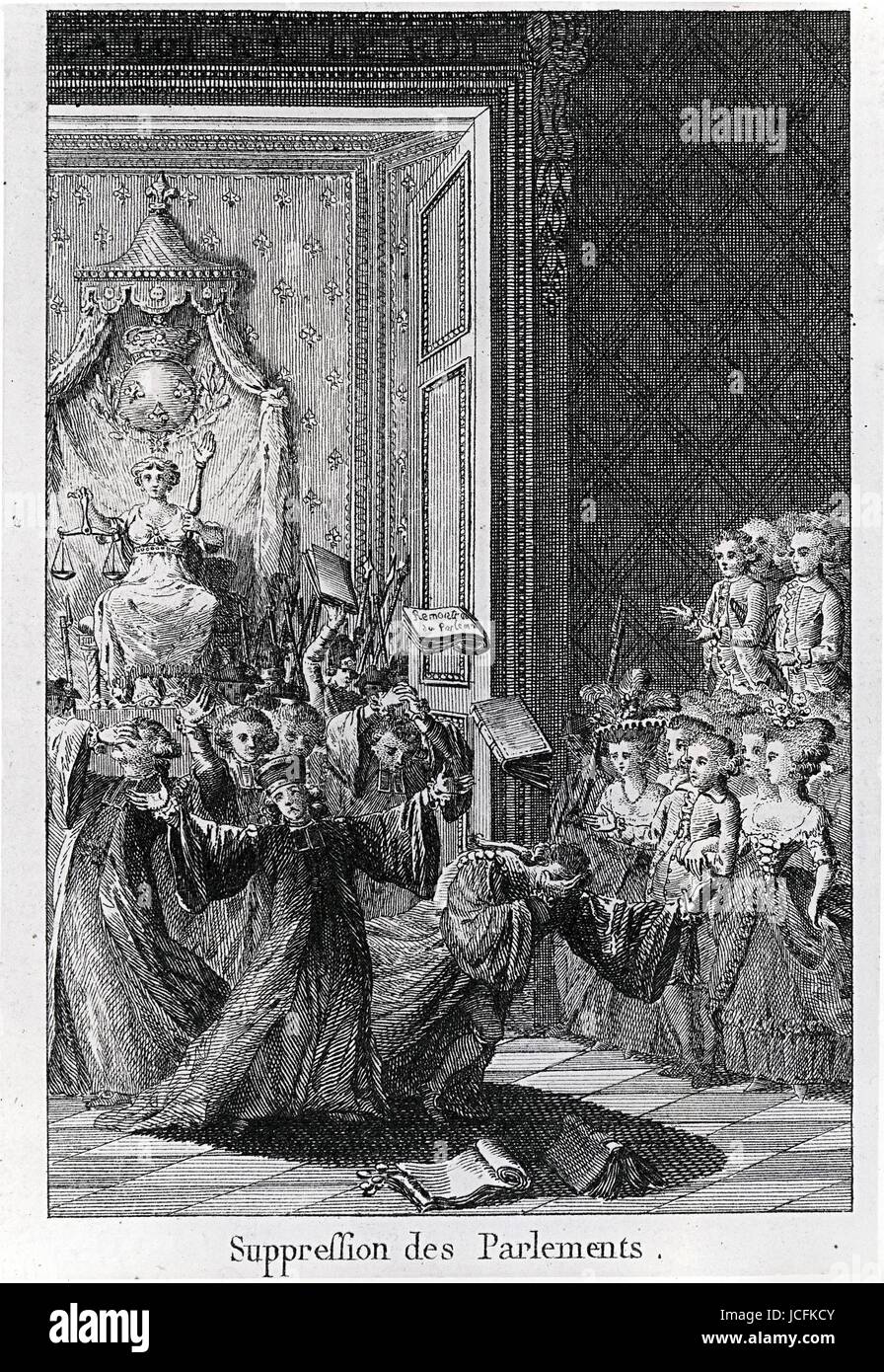 Réforme de l'Assemblée Nationale Constituante constituante (Assemblée nationale) : suppression des parlements. Gravure 1789-1791 Banque D'Images