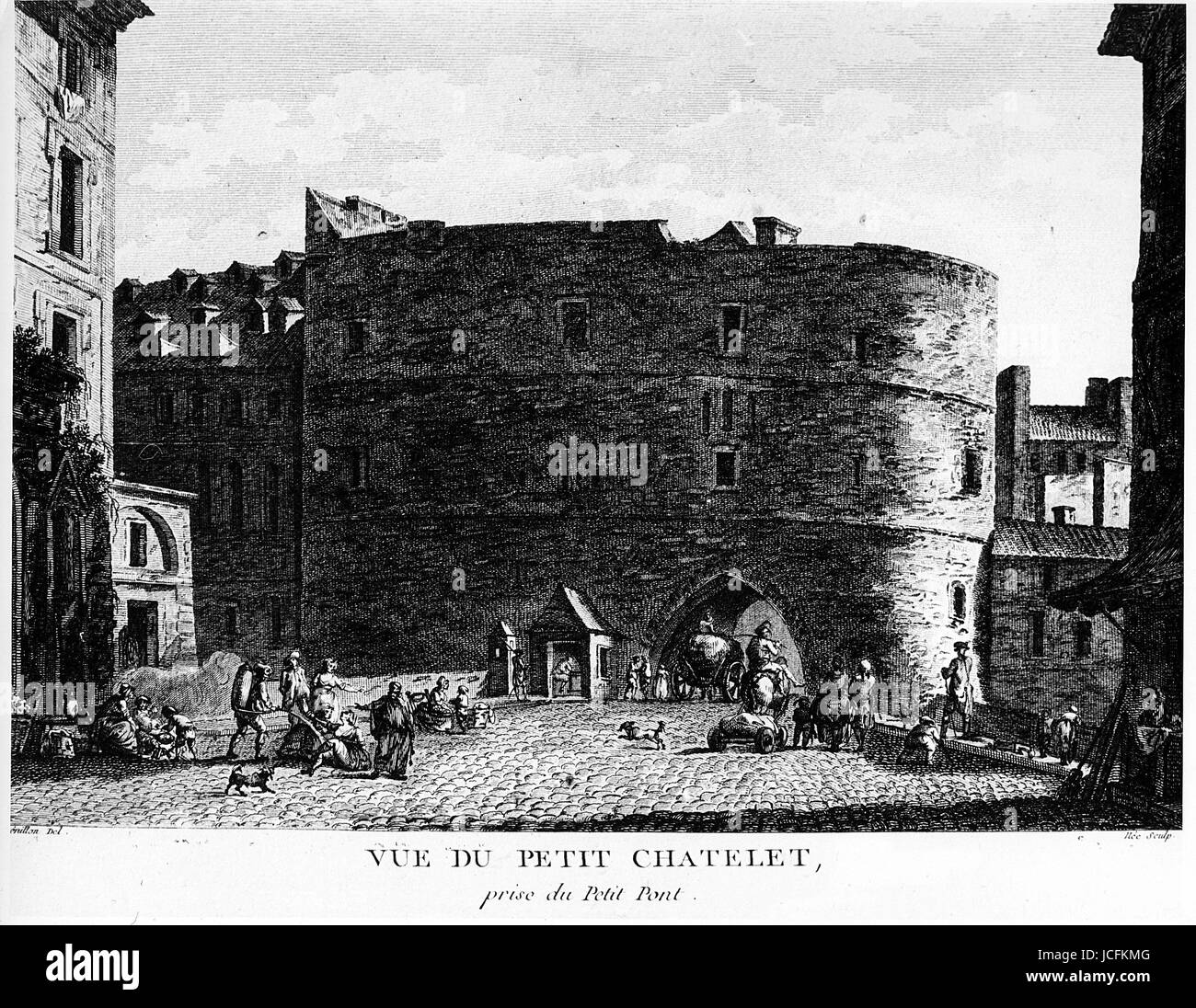 Le Petit Châtelet de Paris. C'était un endroit où les Parisiens pourraient défendre leur ville et c'était aussi une prison. Il a été détruit en 1782. Banque D'Images