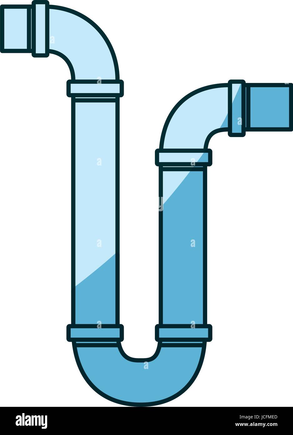 Ombrage bleu silhouette de siphon tuyau de vidange Illustration de Vecteur