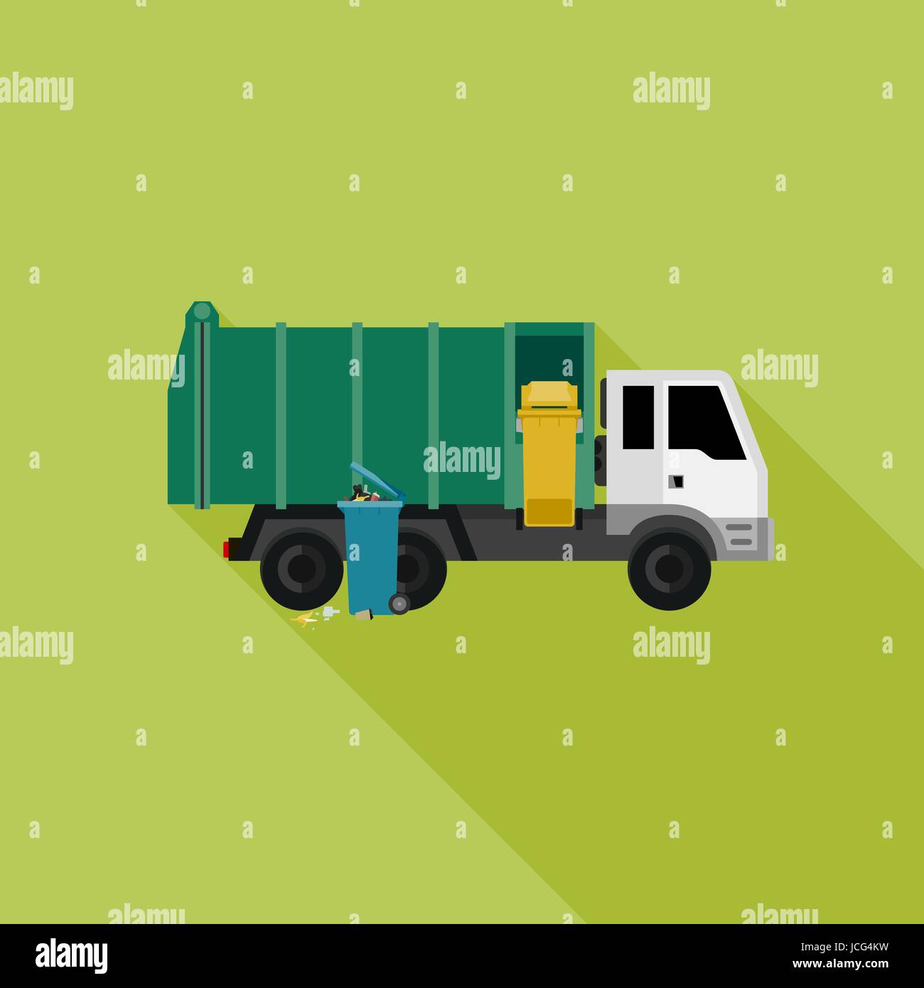 Camion Poubelle avec long shadow Illustration de Vecteur