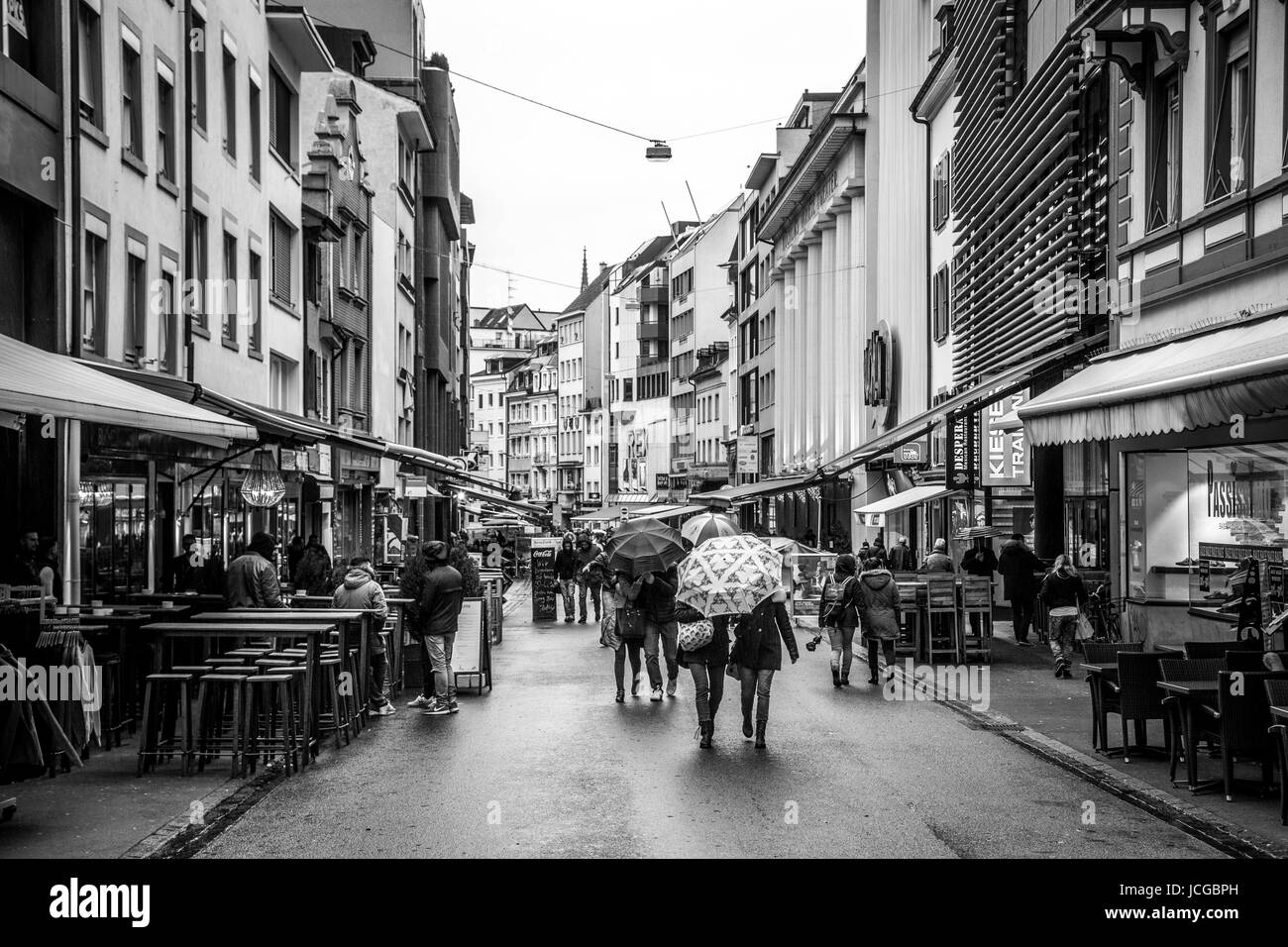 La rue commerçante de Bâle Banque D'Images