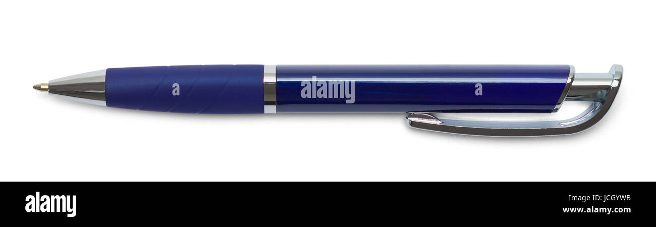Stylo bleu Cliquez isolé sur fond blanc. Banque D'Images